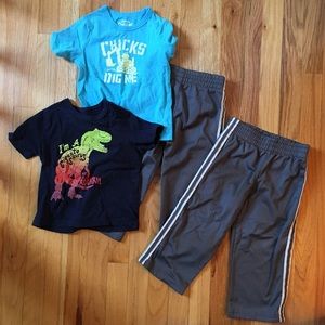 T-shirts and gym pants.